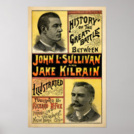 Vintage Sullivan mot Kilrain Illustrated Cover Poster