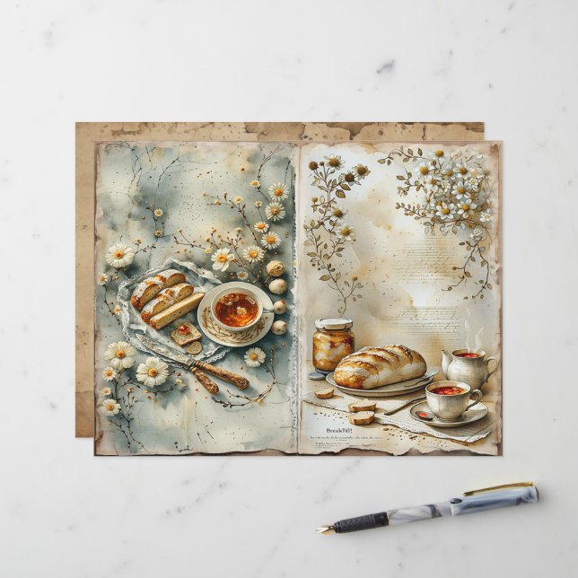 Vintage Summer Breakfast Scrapbook Paper (Fram/Back In Situ)