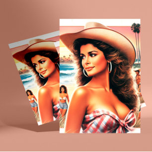Vintage Summer Cowgirl Vykort