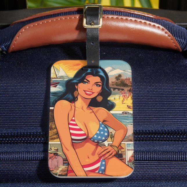 Vintage Summer Girl Tecknads Bagagebricka (Framsida Insitu 2)