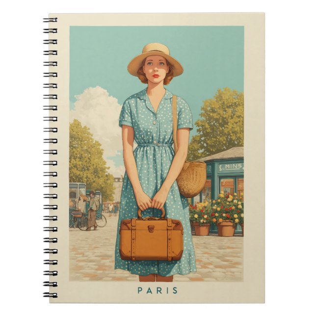 Vintage Summer Stroll i Paris Anteckningsbok (Framsidan)