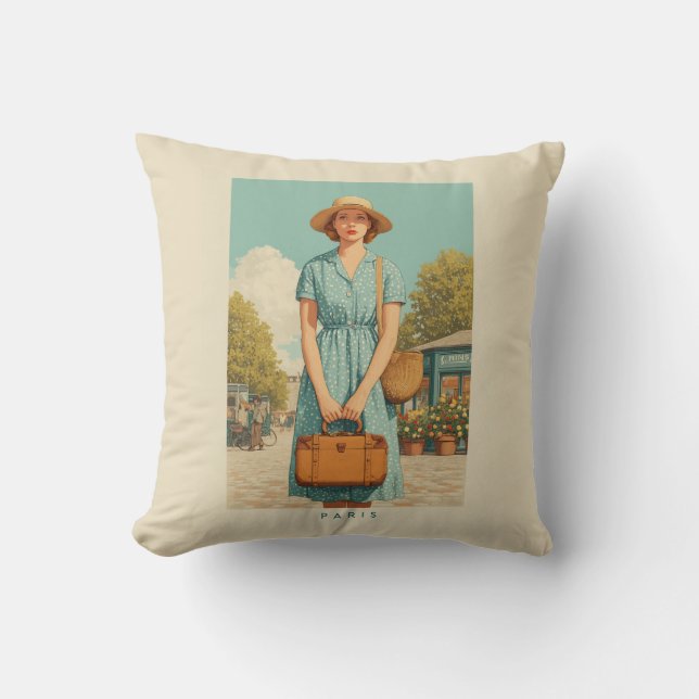 Vintage Summer Stroll i Paris Kudde (Framsida)