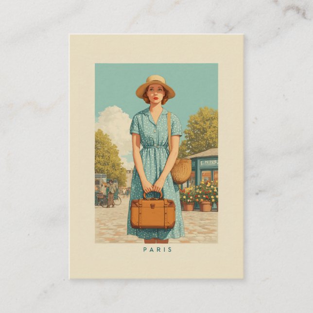 Vintage Summer Stroll i Paris Visitkort (Framsida)