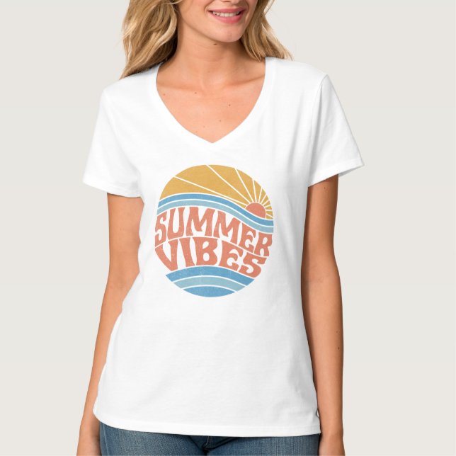 Vintage Summer Vibes T-Shirt (Framsida)