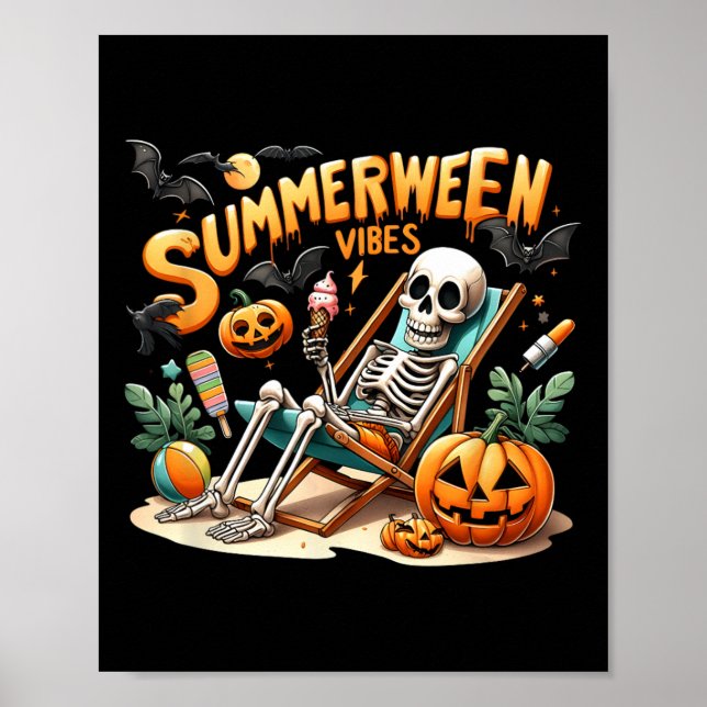 Vintage Summerween Glasskula Sommarlov Halloween Poster (Framsidan)