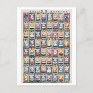 Vintage Sumo Wrestlers vykort