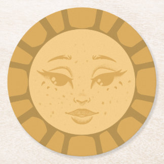 Vintage Sun Bröllops Coaster Underlägg Papper Rund