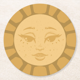Vintage Sun Wedding Coaster Underlägg Papper Rund