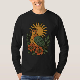 Vintage Sunbird Blommig Konst T Shirt