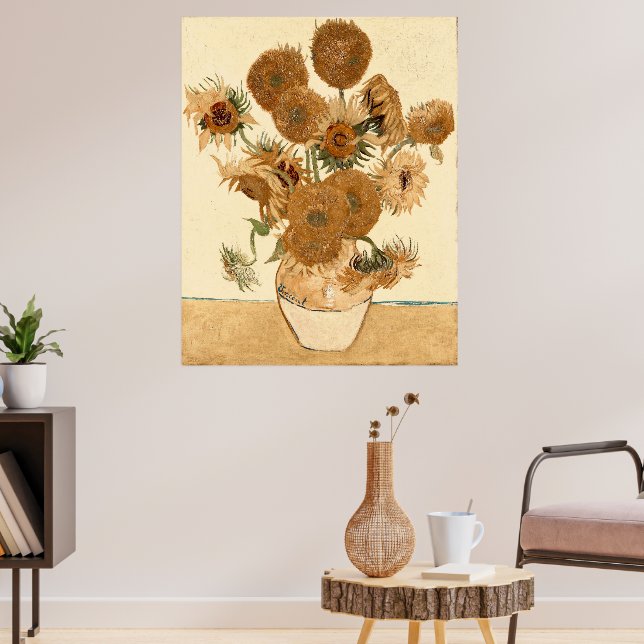 Vintage Sunblommor av Vincent van Gogh Poster (Vardagsrum 3)