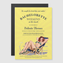 Vintage Sunburst Bachelorette Pin Up Party Magnetisk Inbjudningskort