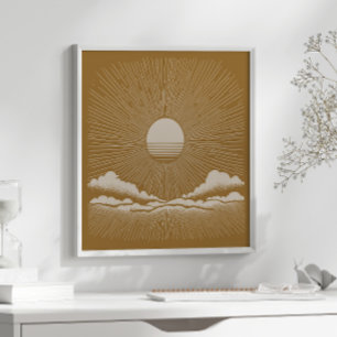 Vintage Sunburst Celestial Boho naturinspirerad Poster