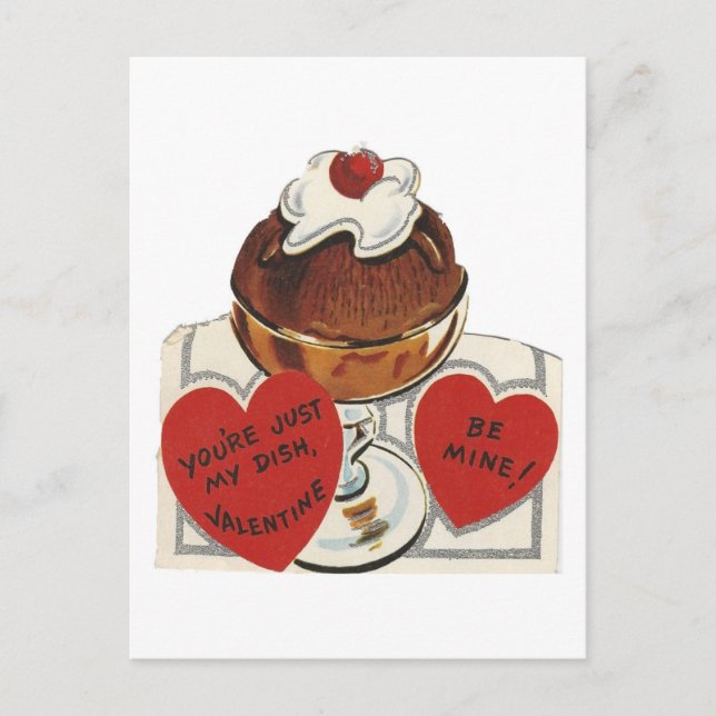 Vintage Sundae Valentine Helg Vykort (Framsida)