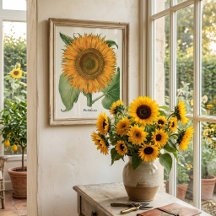Vintage Sunflower Blomma av Basilius Besler
