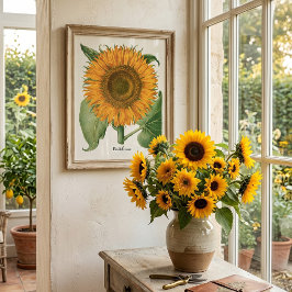 Vintage Sunflower Blomma av Basilius Besler Poster