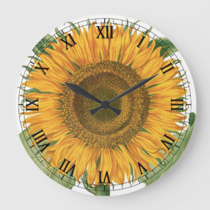 Vintage Sunflower Blomma av Basilius Besler Stor Klocka