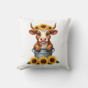 Vintage Sunflower Highland Ko i Hink Floral Fa Kudde