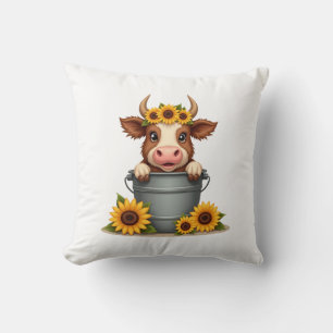 Vintage Sunflower Highland Ko i Hink Floral Fa Kudde