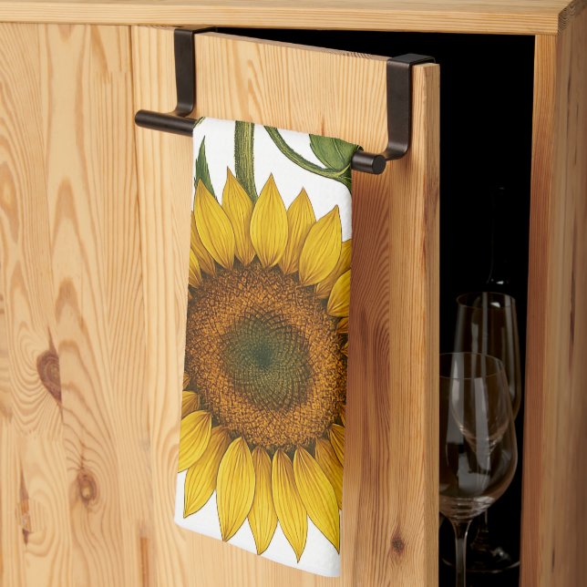 Vintage Sunflower Kökshandduk (Thirds Fold)