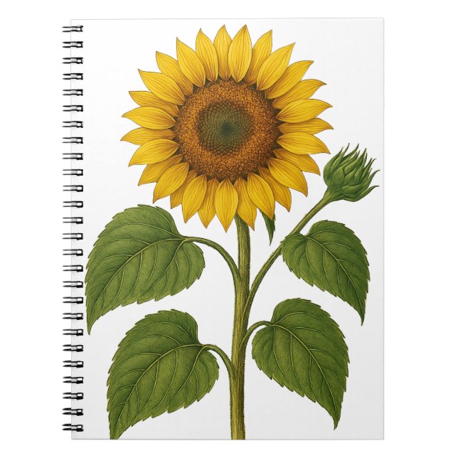 Vintage Sunflower transparent background Anteckningsbok (Framsidan)