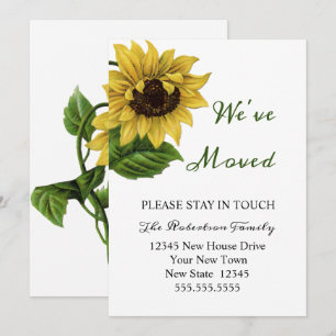 Vintage Sunflower Vi Byter Plats   Ny Adress Kort