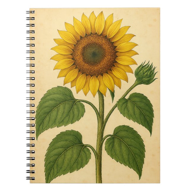 Vintage Sunflower weathered background Anteckningsbok (Framsidan)