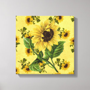 Vintage Sunflowers Fyrkantig Väggkonst Canvastryck