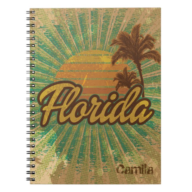 Vintage Sunny Florida, Beach Stil Journal Anteckningsbok (Framsidan)