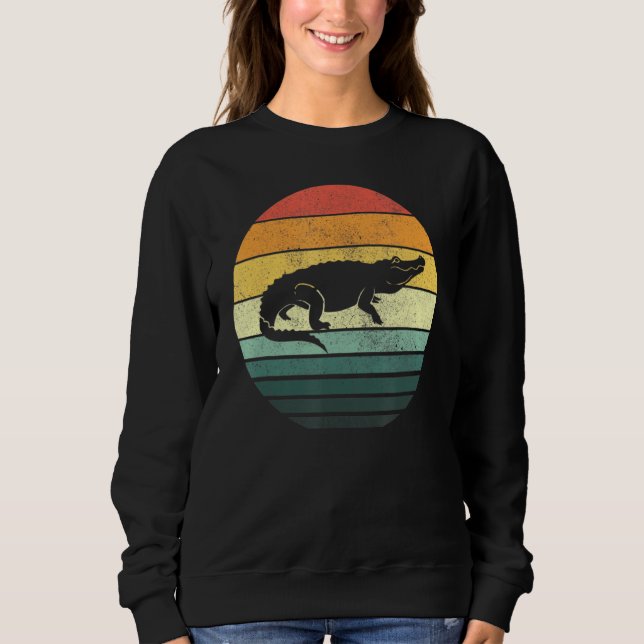 Vintage Sunset Alligator Retro Crokodile Tee (Framsida)