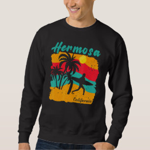 Vintage Sunset Beach Surfing Hermosa California Su Lång Ärmad Tröja