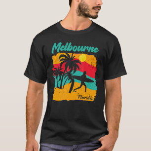Vintage Sunset Beach Surfing Melbourne Florida Sum T Shirt