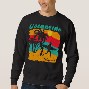 Vintage Sunset Beach Surfing Oceanside California Lång Ärmad Tröja