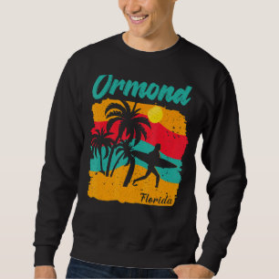 Vintage Sunset Beach Surfing Ormond Florida Summer Lång Ärmad Tröja