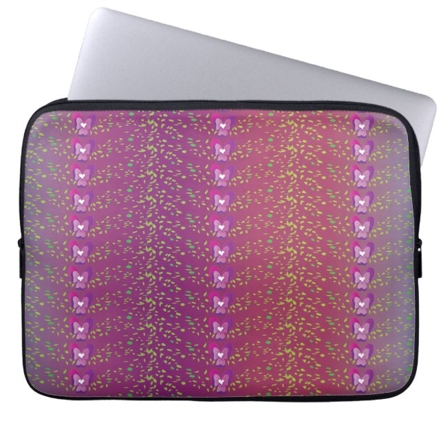 Vintage Sunset Blommigt Violes tapet mönster Laptop Fodral (Framsidan)