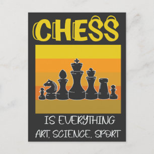 Vintage Sunset Chess Delar Quote Minimal Vykort