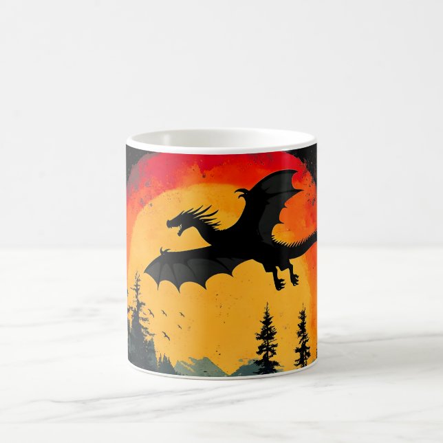 Vintage Sunset Forest Dragon Kaffemugg (Center)
