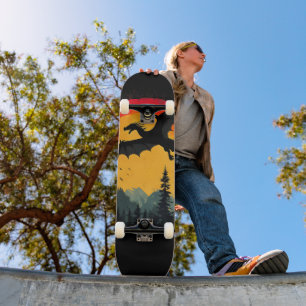 Vintage Sunset Forest Dragon Mini Skateboard Bräda 18,5 Cm