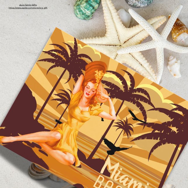 Vintage sunset Hälsning från Miami Vykort (Skapare uppladdad)