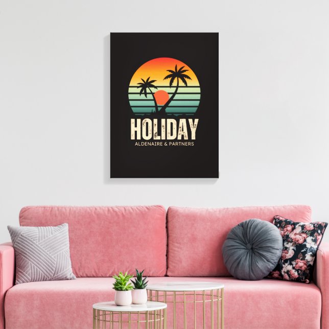 Vintage Sunset Handflatan Helgdag Wall Art Canvastryck (Insitu (Vardagsrum))