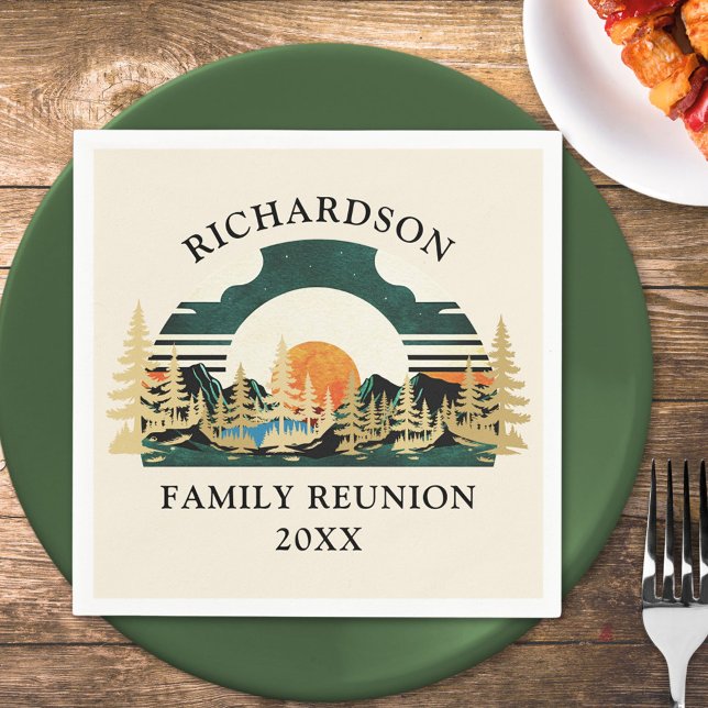 Vintage Sunset Mountains Camping Family Reunion Pappersservett (Skapare uppladdad)