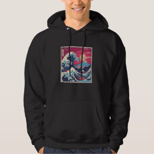 Vintage Sunset Nature Älskare Japansk Wave Art Sur Hoodie