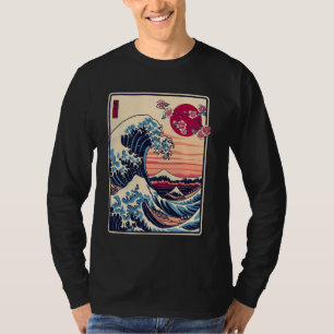 Vintage Sunset Nature Älskare Japansk Wave Art Sur T Shirt
