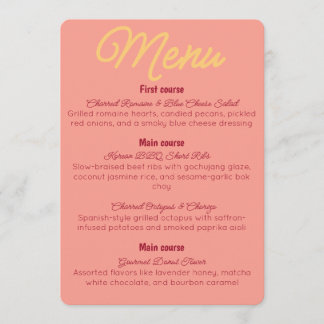 Vintage Sunset Retro Food And Drinks Menu Inbjudningar