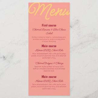 Vintage Sunset Retro Food And Drinks Petit Menu Meny