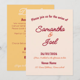 Vintage Sunset Retro Wedding Invitation Inbjudningar