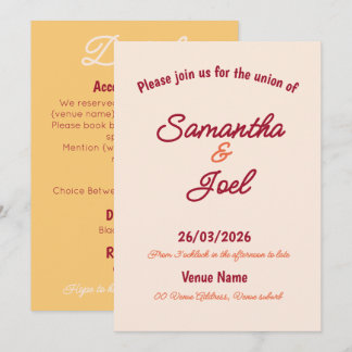 Vintage Sunset Retro Wedding Invitation Inbjudningar