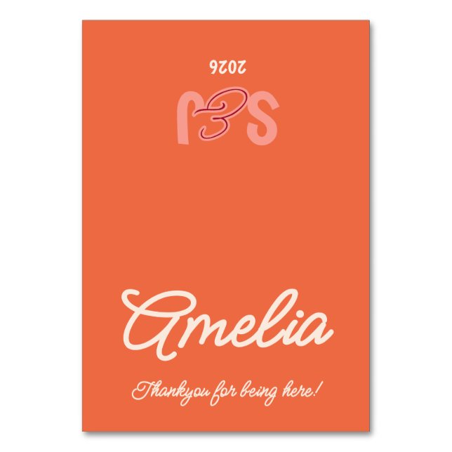 Vintage Sunset Retro Wedding Table Card Bordsnummer (Framsidan)