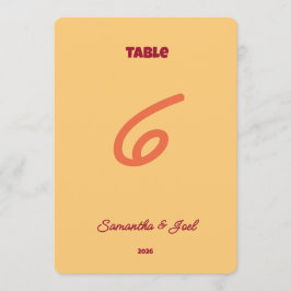 Vintage Sunset Retro Wedding Table Number Inbjudningar