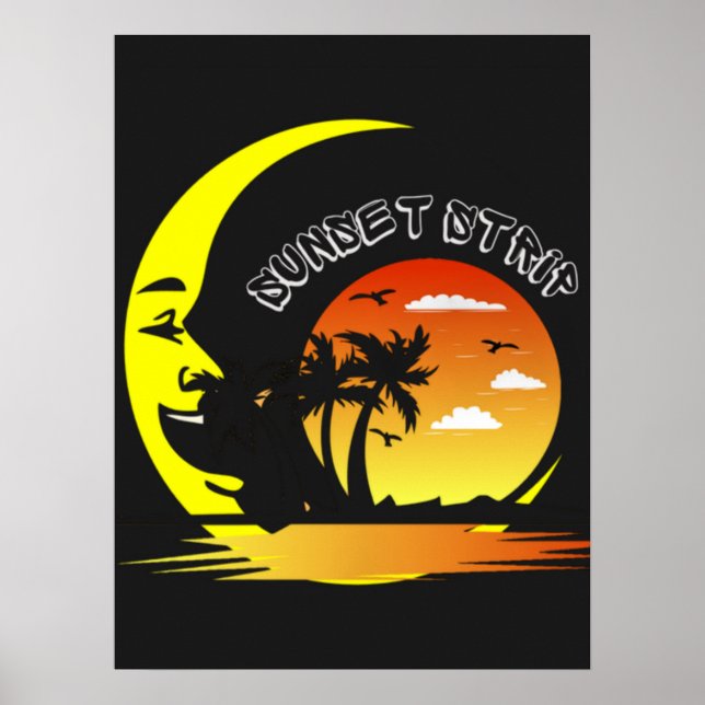 Vintage Sunset Strip Måne Poster (Framsidan)
