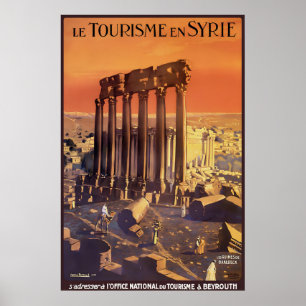 Vintage Sunset Syrien Resa Poster Print, Baalbek